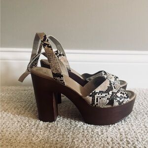 Lulu's Snakeskin and Brown Platform Heels